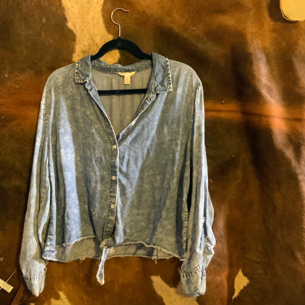 Washed Denim Button-Up Shirt